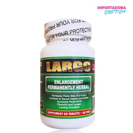 La imagen describe un frasco de Largo Max Tabletas Agranda Pene natural