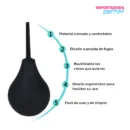 La imagen describe las características de la pera para lavado anal