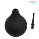 La imagen describe las partes de una pera ducha para limpieza lavado anal