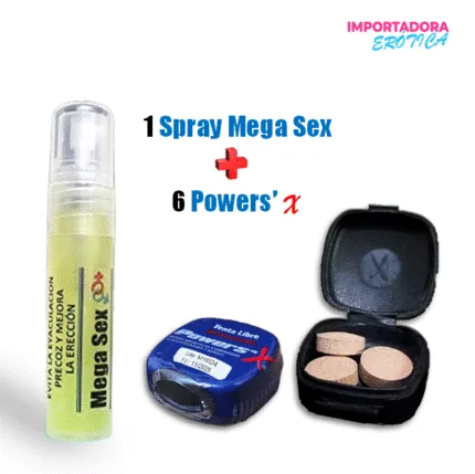 la imagen describe un Combo Powers Megasex Retardante Más Potenciador