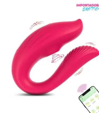 La imagen describe un vibrador con aplcación app telefónica tamy