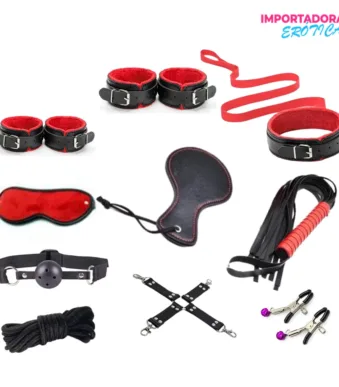 La imagen representa un Kit Bondage bdsm de 10 piezas Tesy