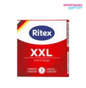 La imagen describe un preservativo extra grande ritex xxl